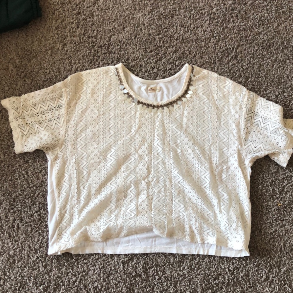 Hollister Aztec Lace Crop Short Sleeve